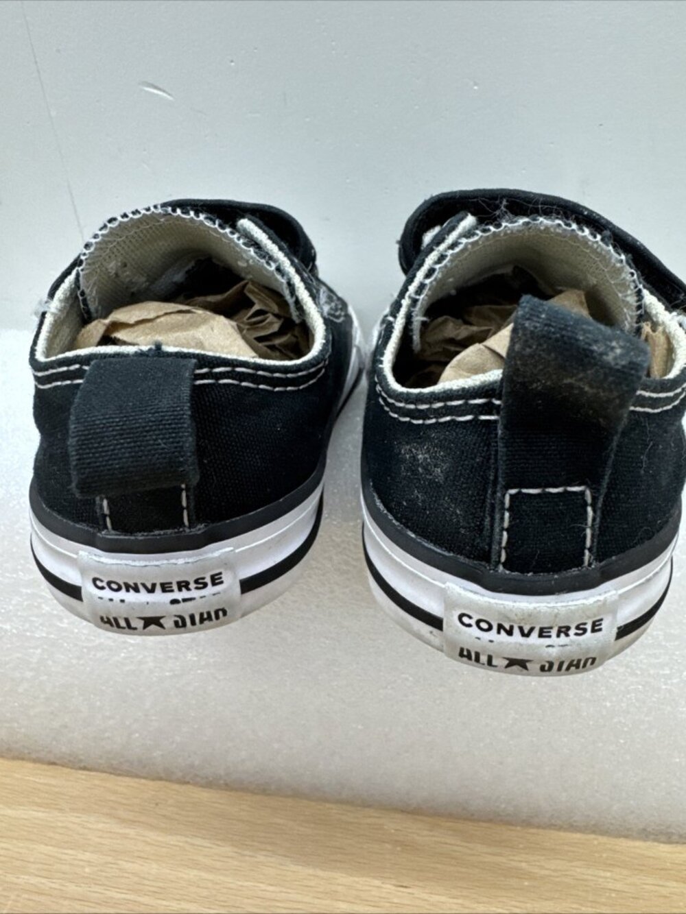Converse Infant Black All Star Shoes 4 Double Strap Casual Canvas Sneakers - Picture 9 of 11